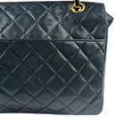 Chanel Black Quilted Lambskin Half Moon Flap 1989