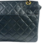 Chanel Black Quilted Lambskin Half Moon Flap 1989