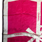 Chanel Pink/White Ribbon Silk Scarf