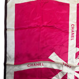 Chanel Pink/White Ribbon Silk Scarf