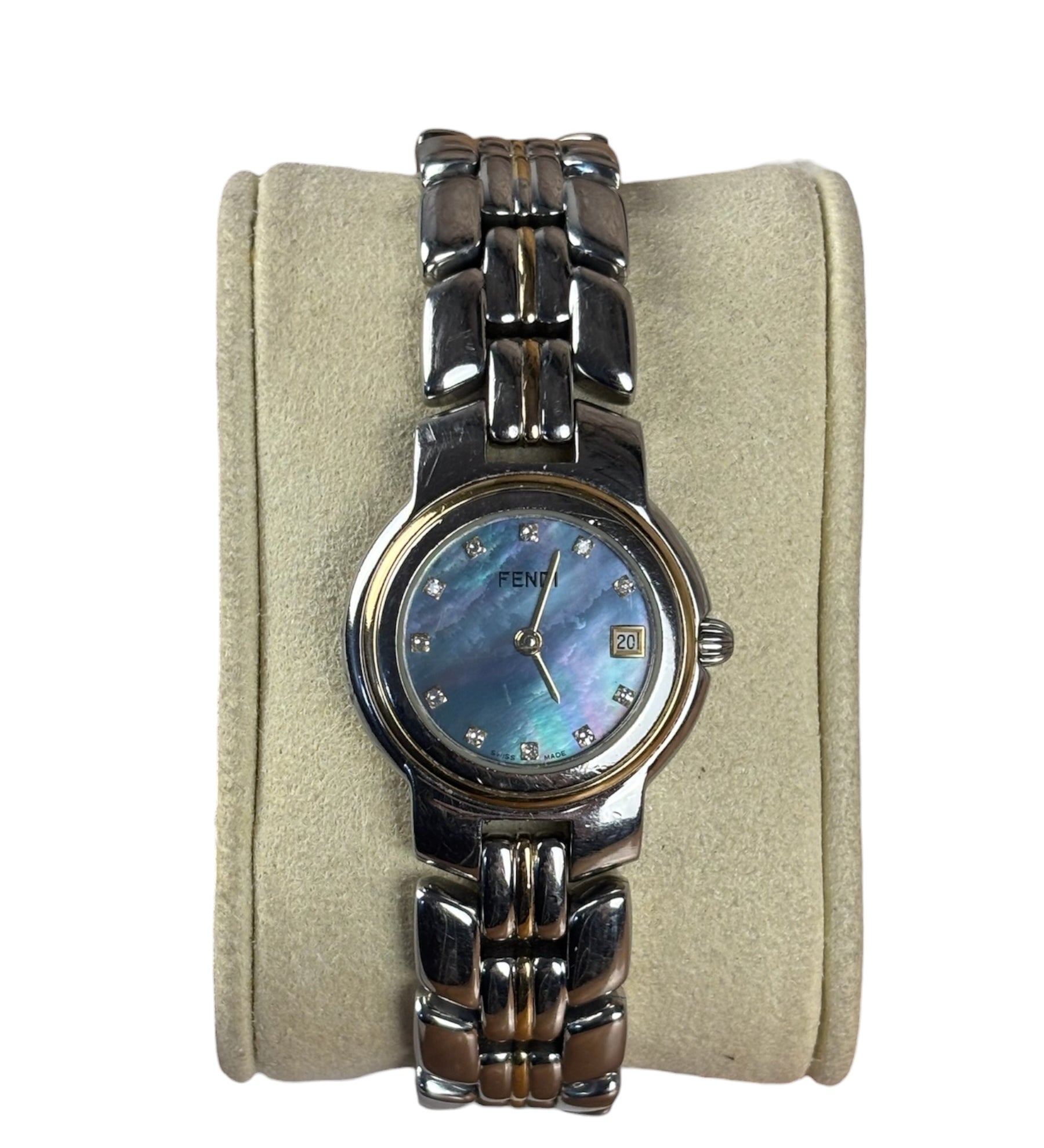 Fendi Vintage Mother-Of-Pearl Dial Orologi Two-Tone Watch 980L