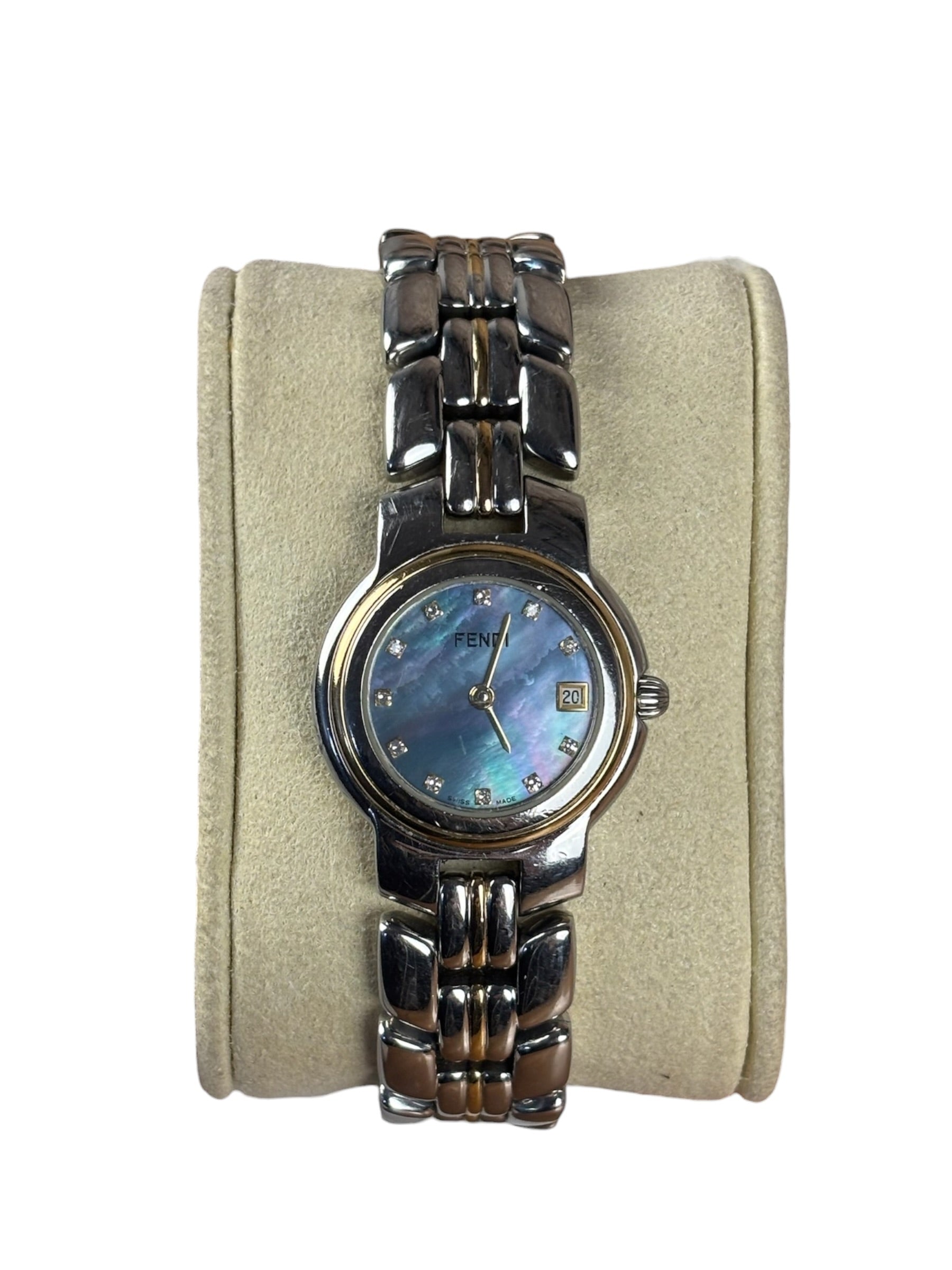 Fendi Vintage Mother-Of-Pearl Dial Orologi Two-Tone Watch 980L