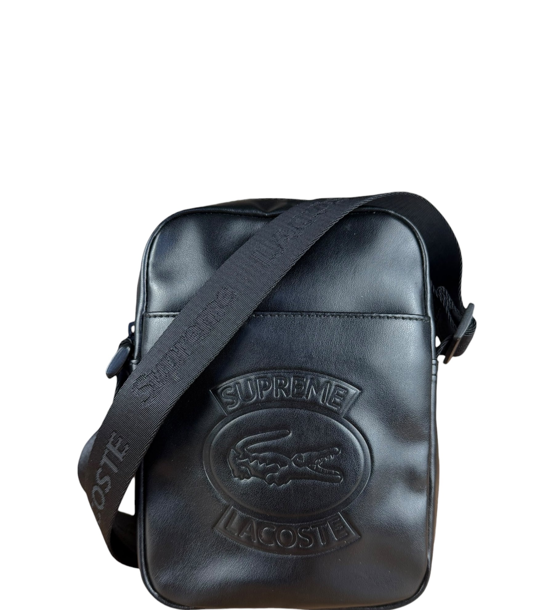 Supreme x Lacoste Black Leather Crossbody