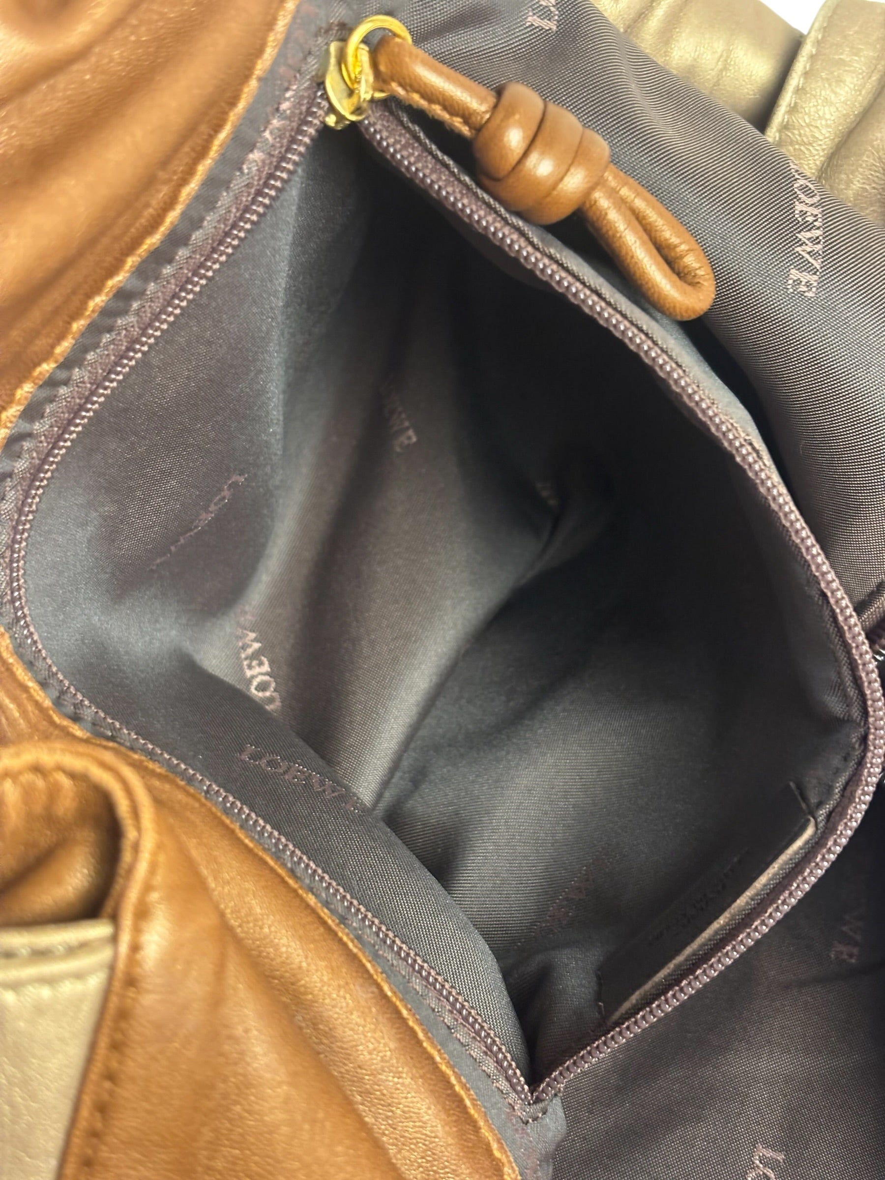 Loewe Gold/Bronze Leather Nappa Aire Handbag