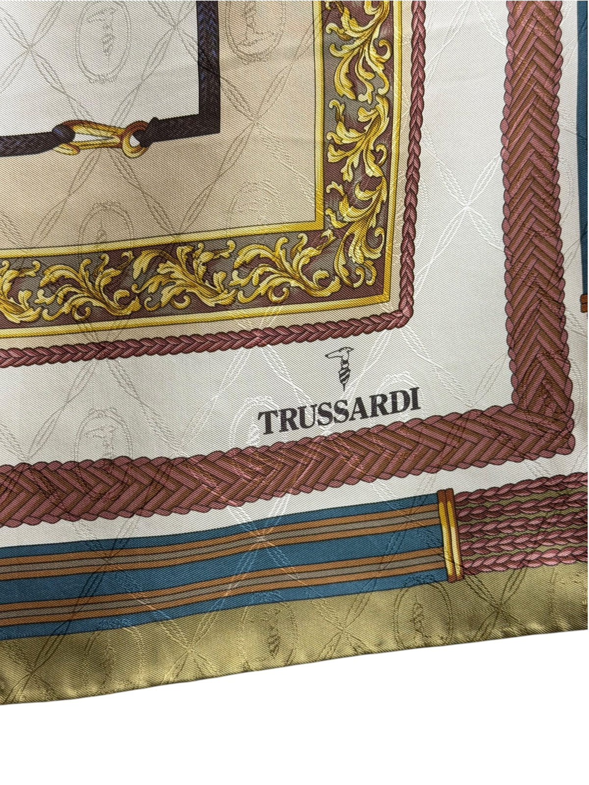 Trussardi Equestrian Carriage Print Silk Square Scarf