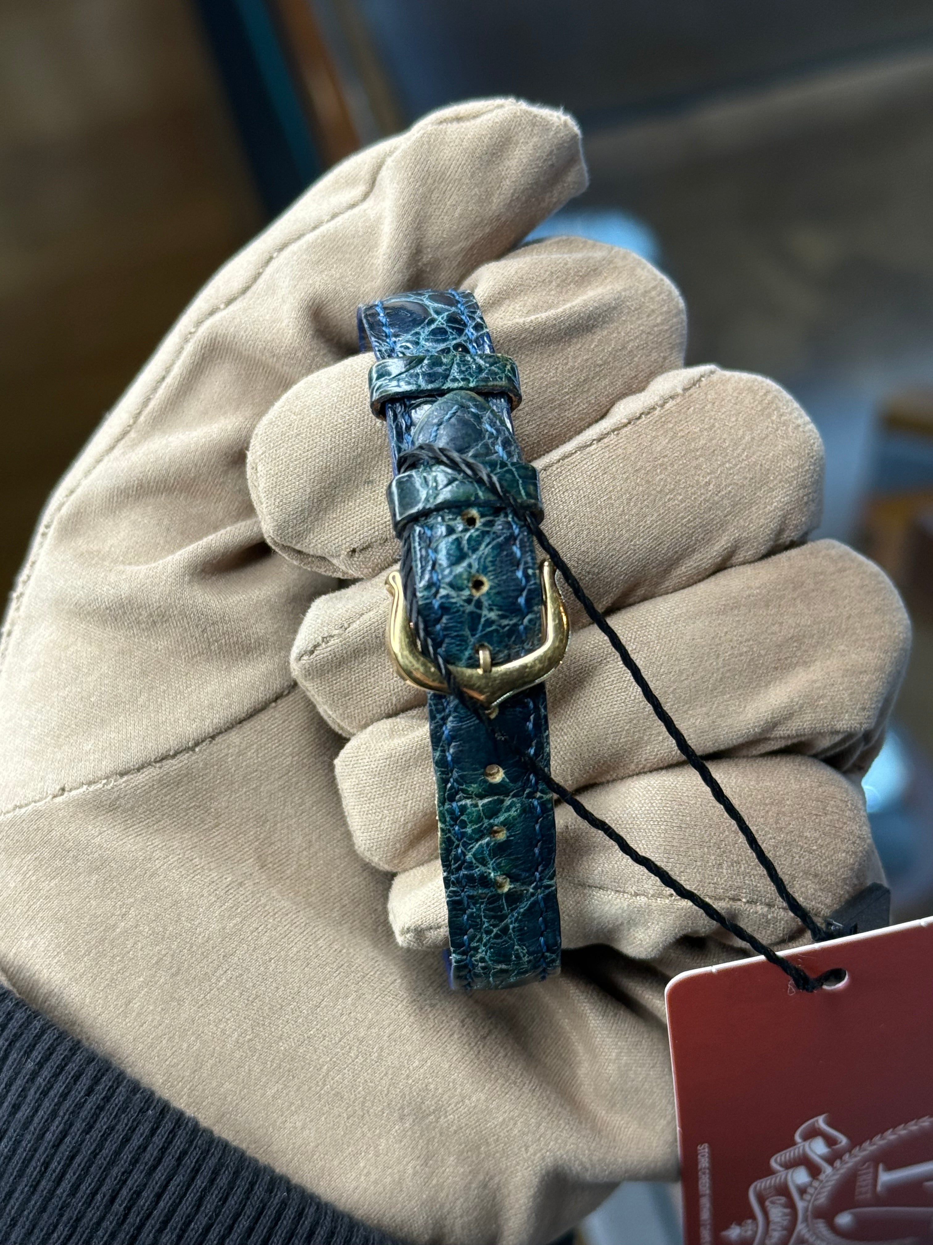 Cartier Must De Vermeil Black Dial Blue/Green Strap