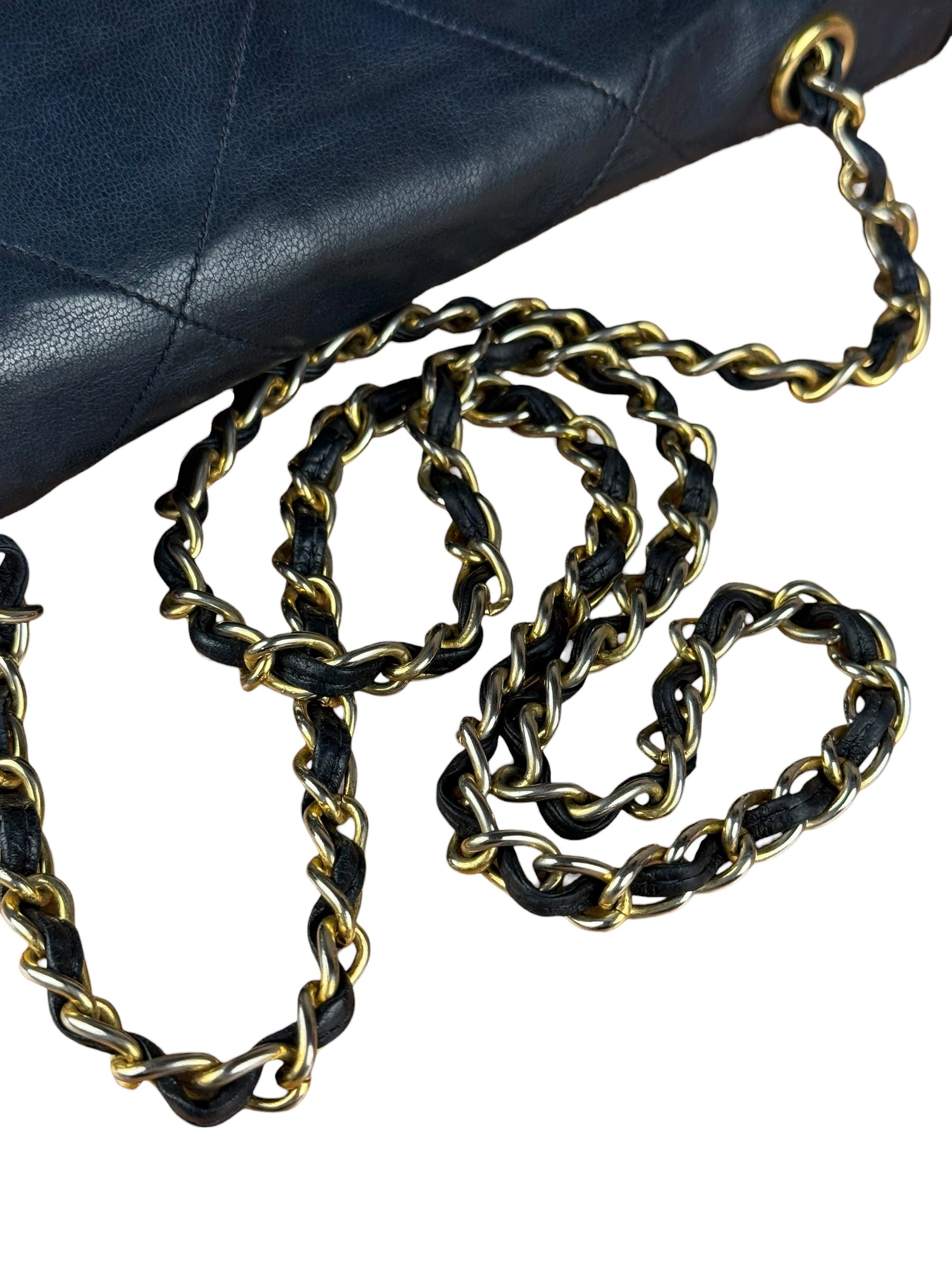 Chanel Black Diamond Stitch Flap CC Bag 1988