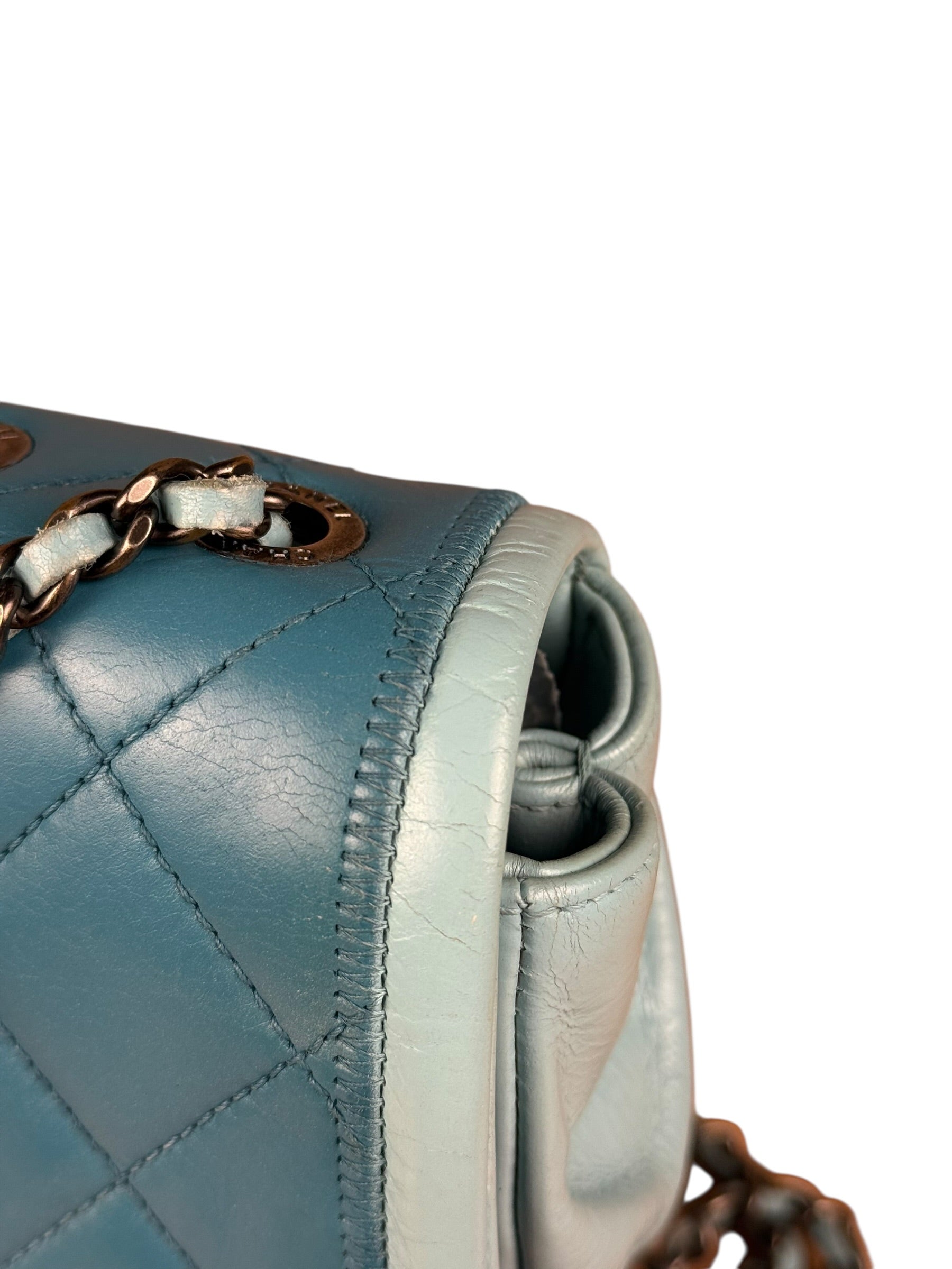 Chanel CC Two-Toned Blue Leather Flap Bag 2014