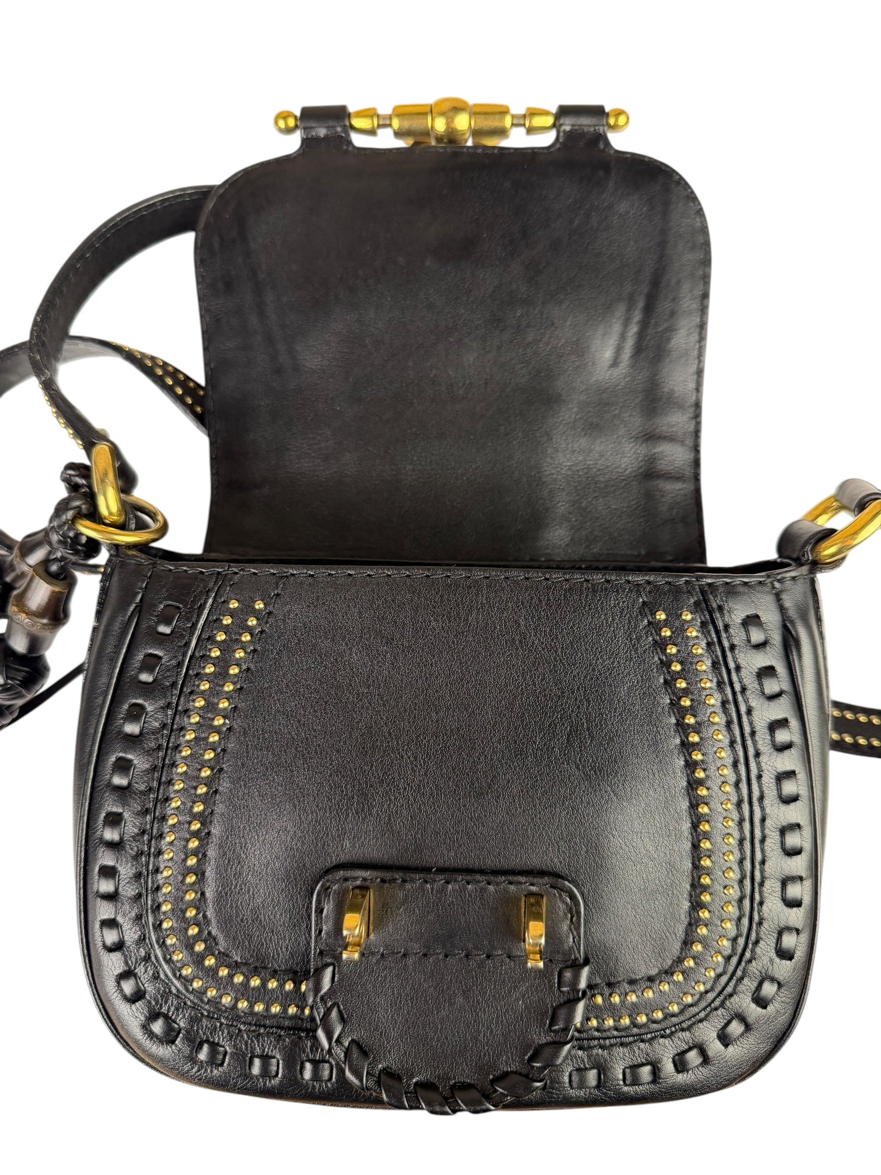 Gucci Black Leather Snaffle Bit Shoulder Bag