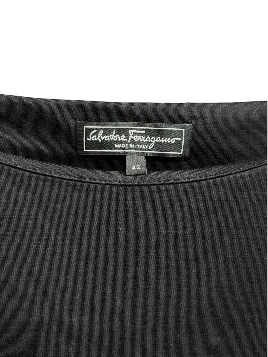 Vintage Salvatore Ferragamo Black Wool Blend Mid Length Dress