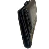 Gucci Black Leather Trim GG Flap Long Wallet
