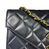Chanel Black Quilted Leather Envelope Flap Bag Early 90's