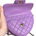 Chanel CC In Love Purple Quilted Leather Heart Bag 2022