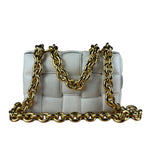 Bottega Veneta White Leather Padded Cassette Chain Bag