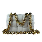 Bottega Veneta White Leather Padded Cassette Chain Bag