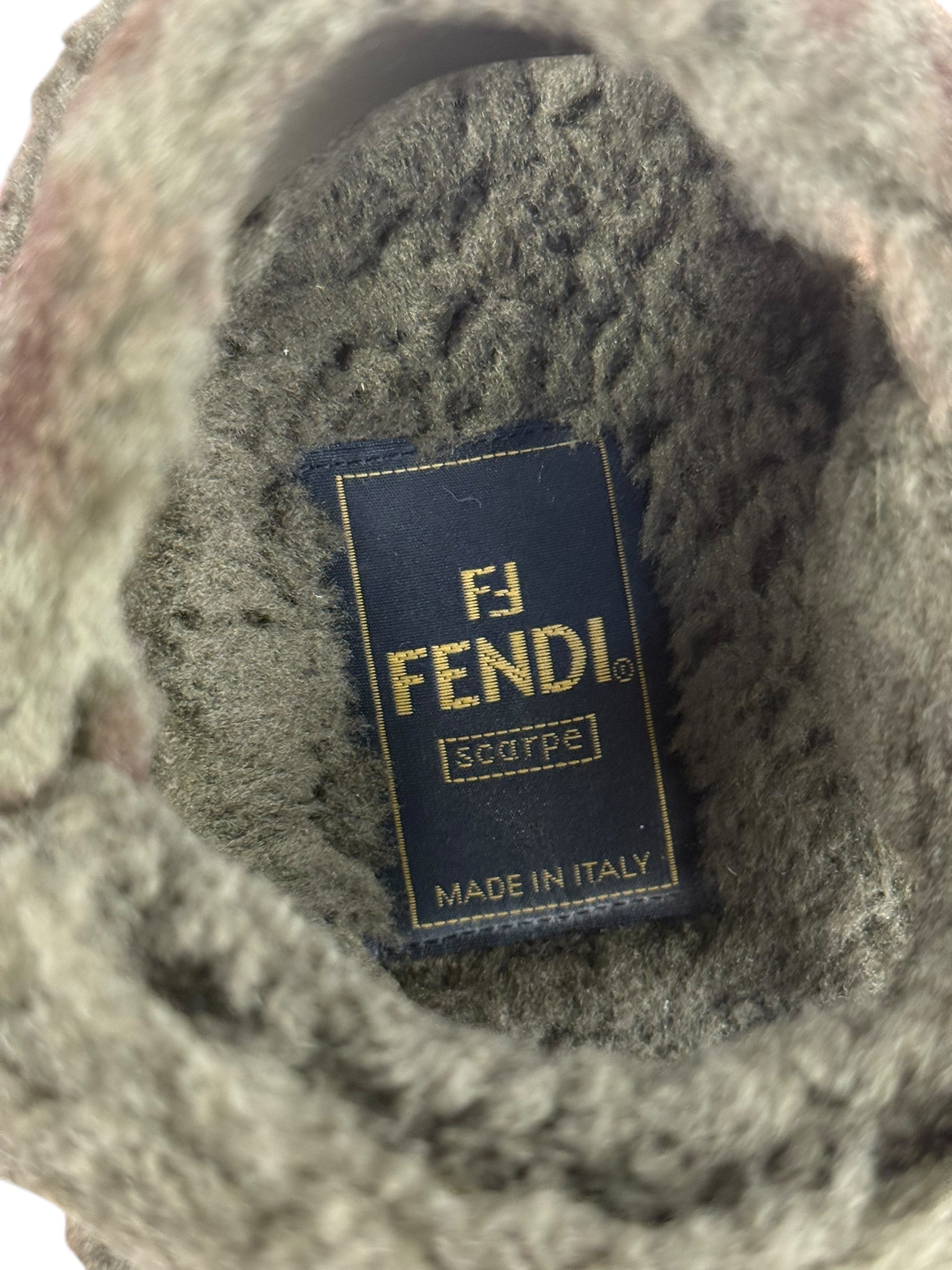 Fendi Green Shearling Sandals