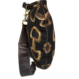 Gucci Black/Brown Leather Trim Half-Moon Hobo Bag