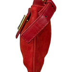Fendi Red Suede Baguette Crossbody Bag