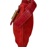 Fendi Red Suede Baguette Crossbody Bag