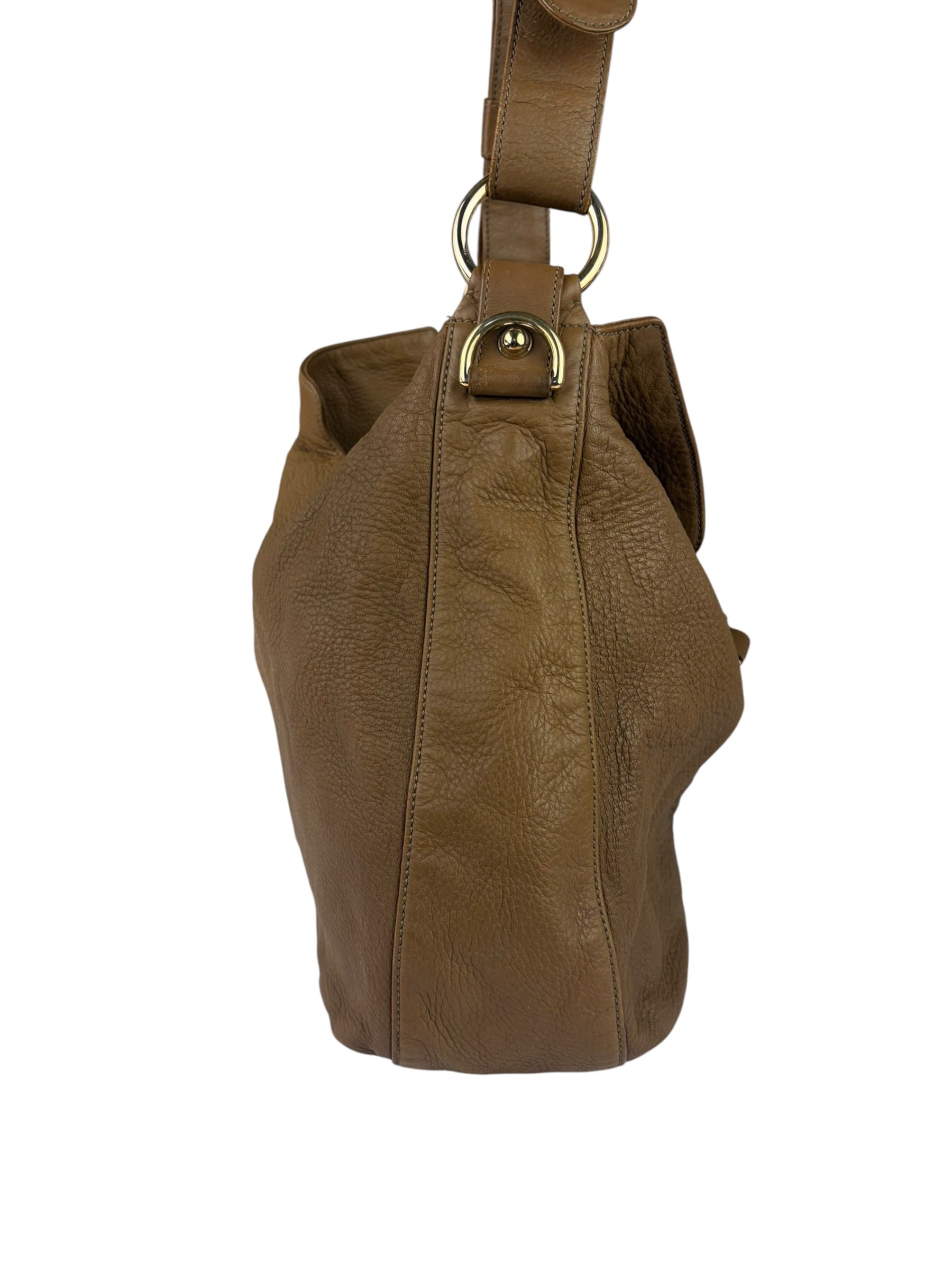 Gucci Tan Brown Leather Wave Hobo Bag