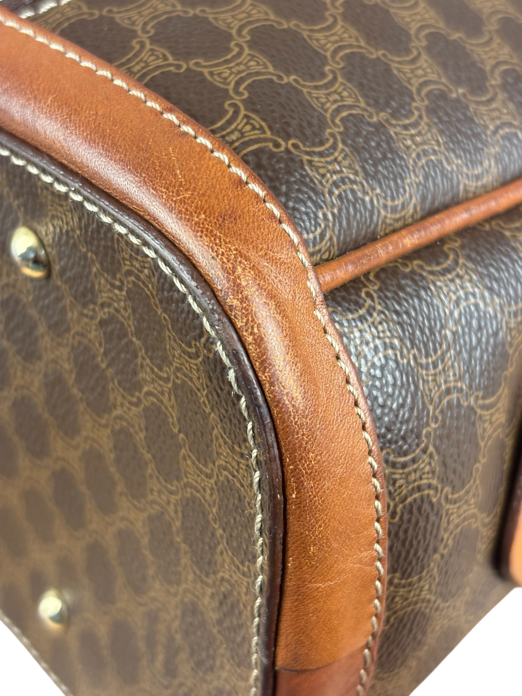 Celine Vintage Macadam Print Bowler Top Handle Bag