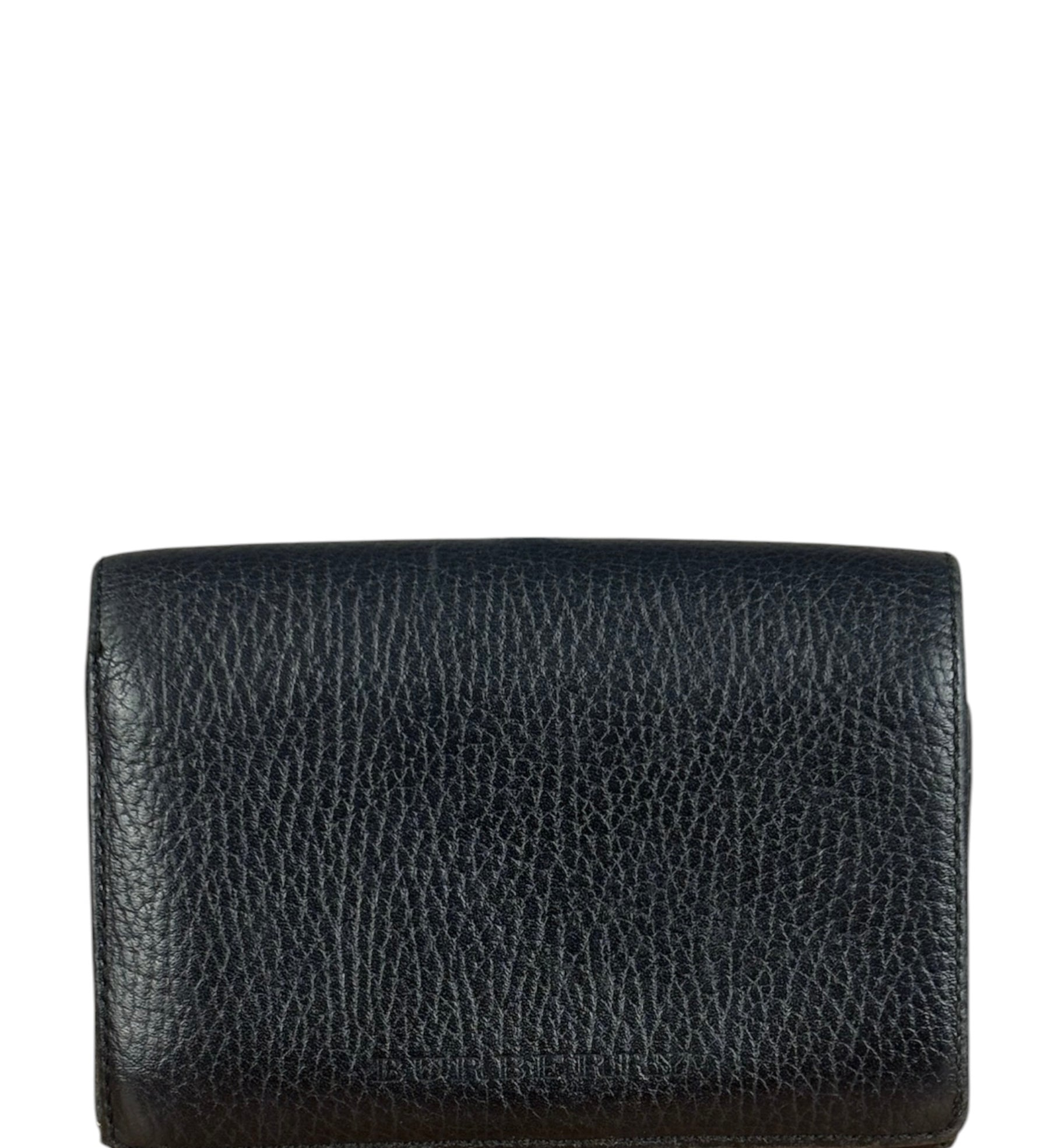 Burberry Black Leather Pebbled Folding Coin/Card Holder