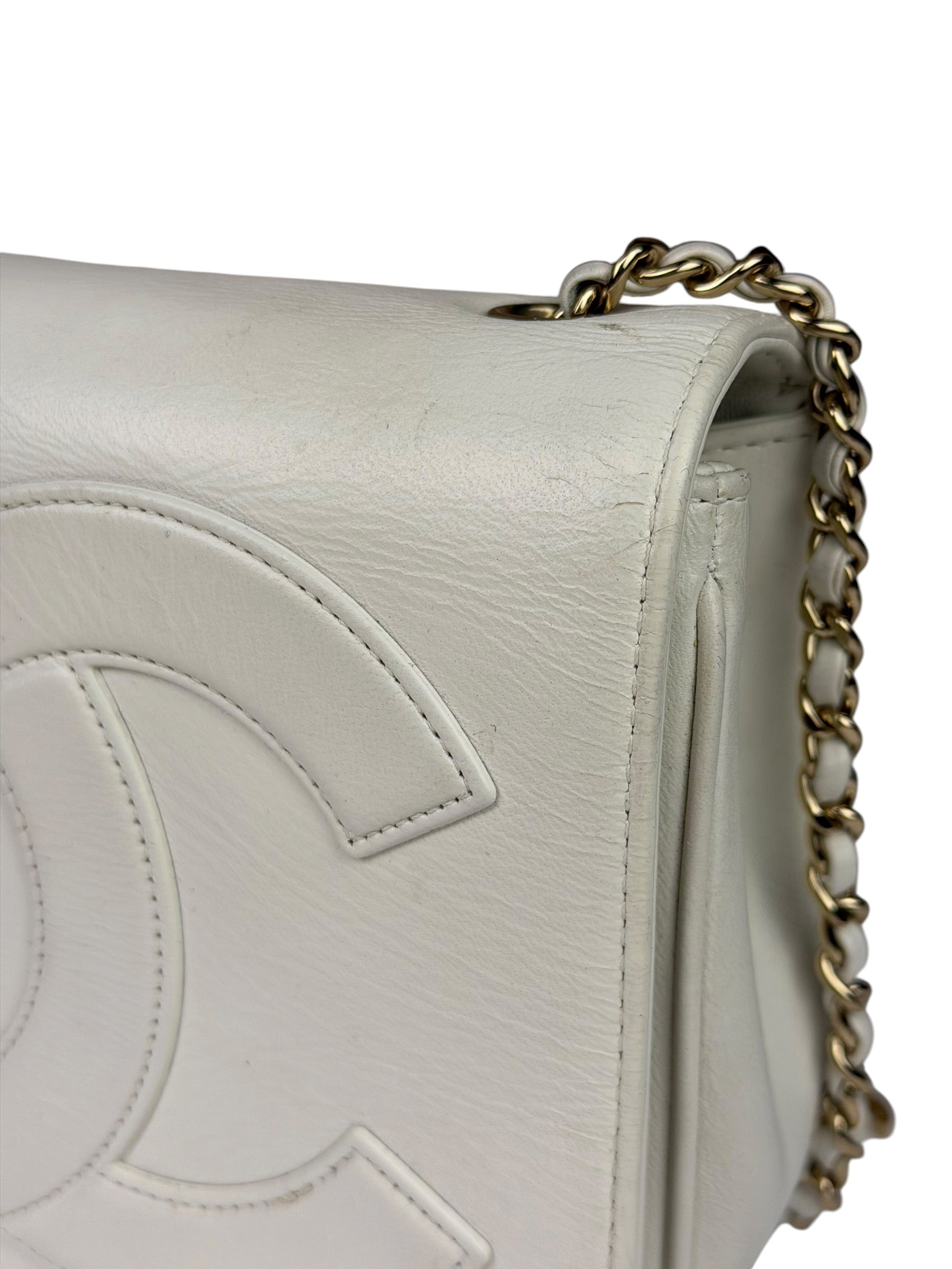 Chanel White Leather CC Mania Flap Bag 2019