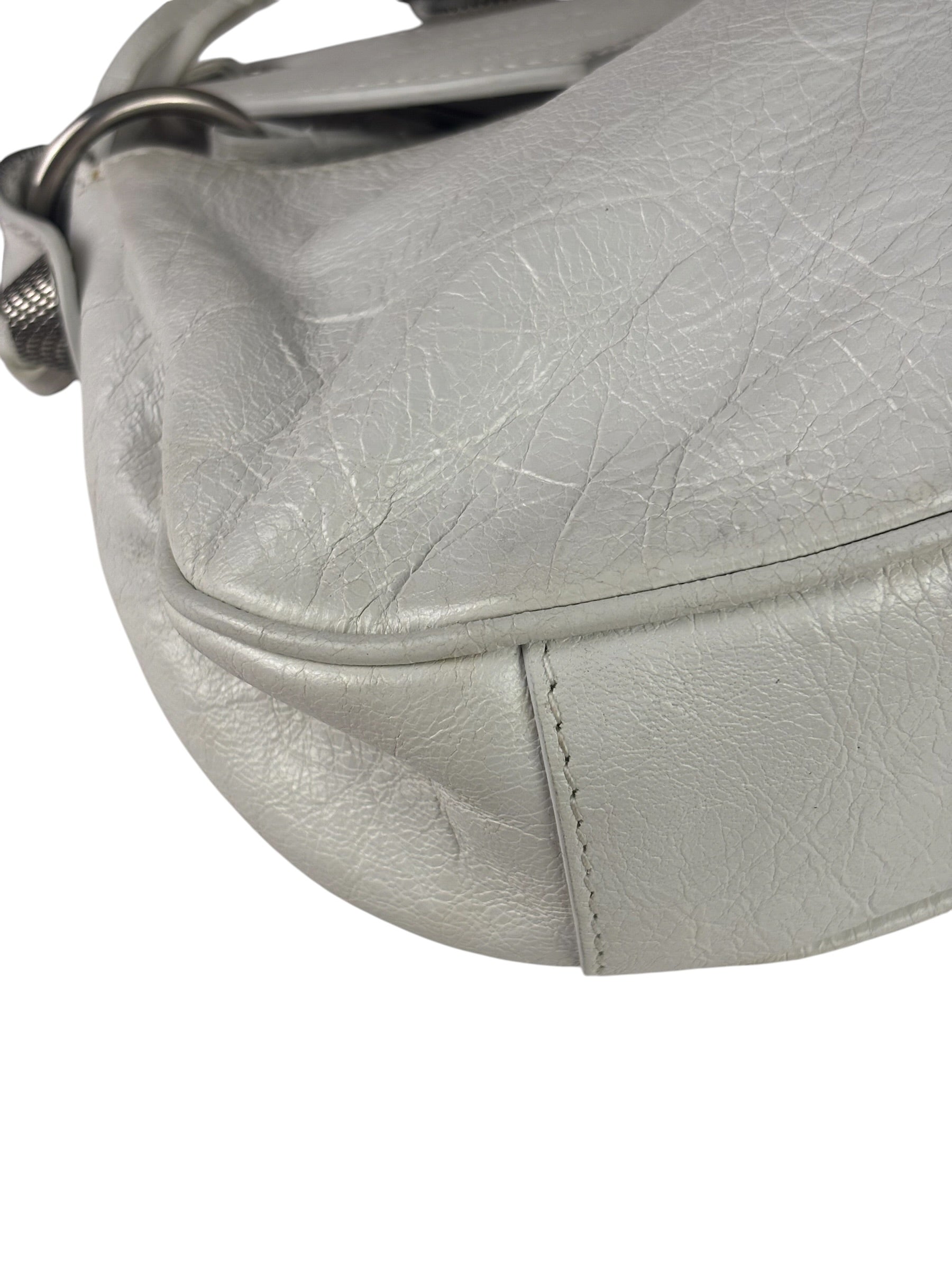 Balenciaga White Lambskin Le Cagole Shoulder Bag