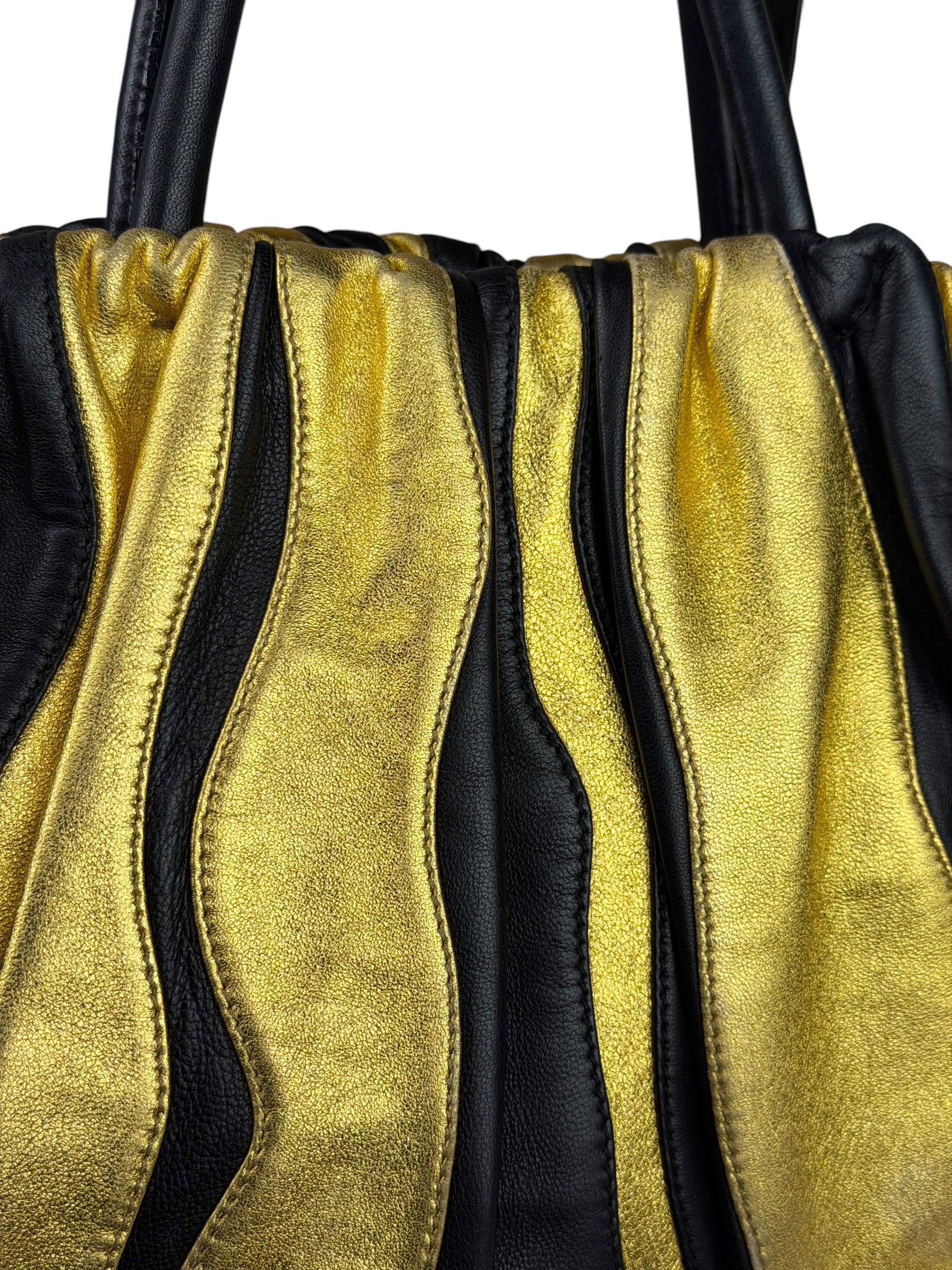 Prada Bicolor Leather Nappa Waves Tote Bag