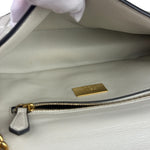 Fendi White Leather FF Flap Baguette