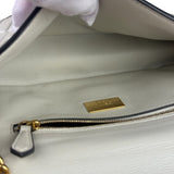 Fendi White Leather FF Flap Baguette