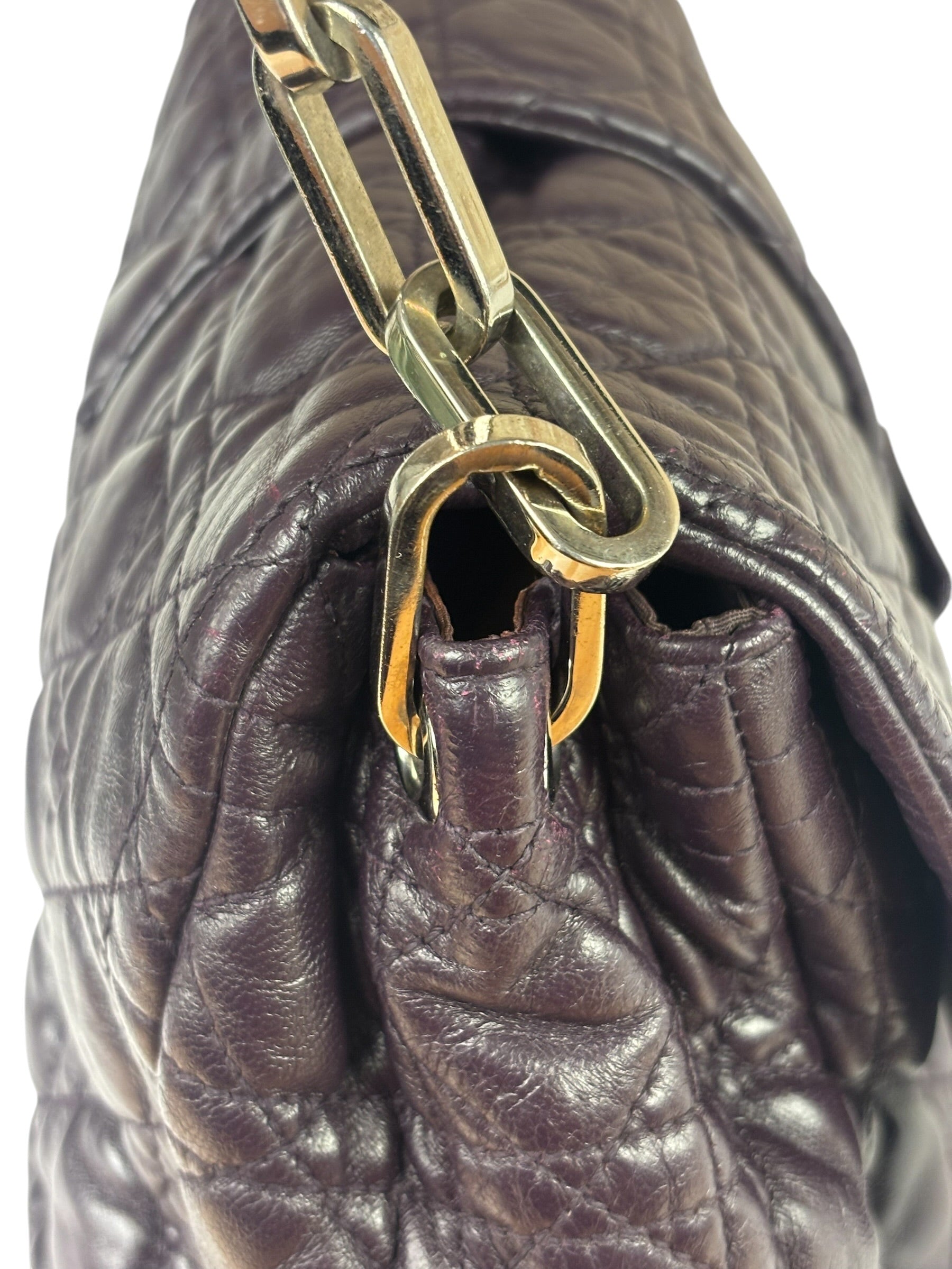 Christian Dior Purple Quilted Leather Flap Bag