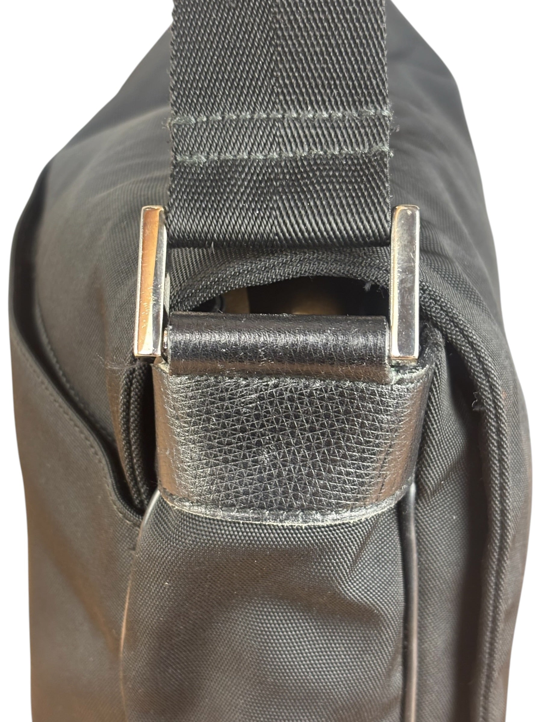 Gucci Black Canvas Flap Messenger Bag
