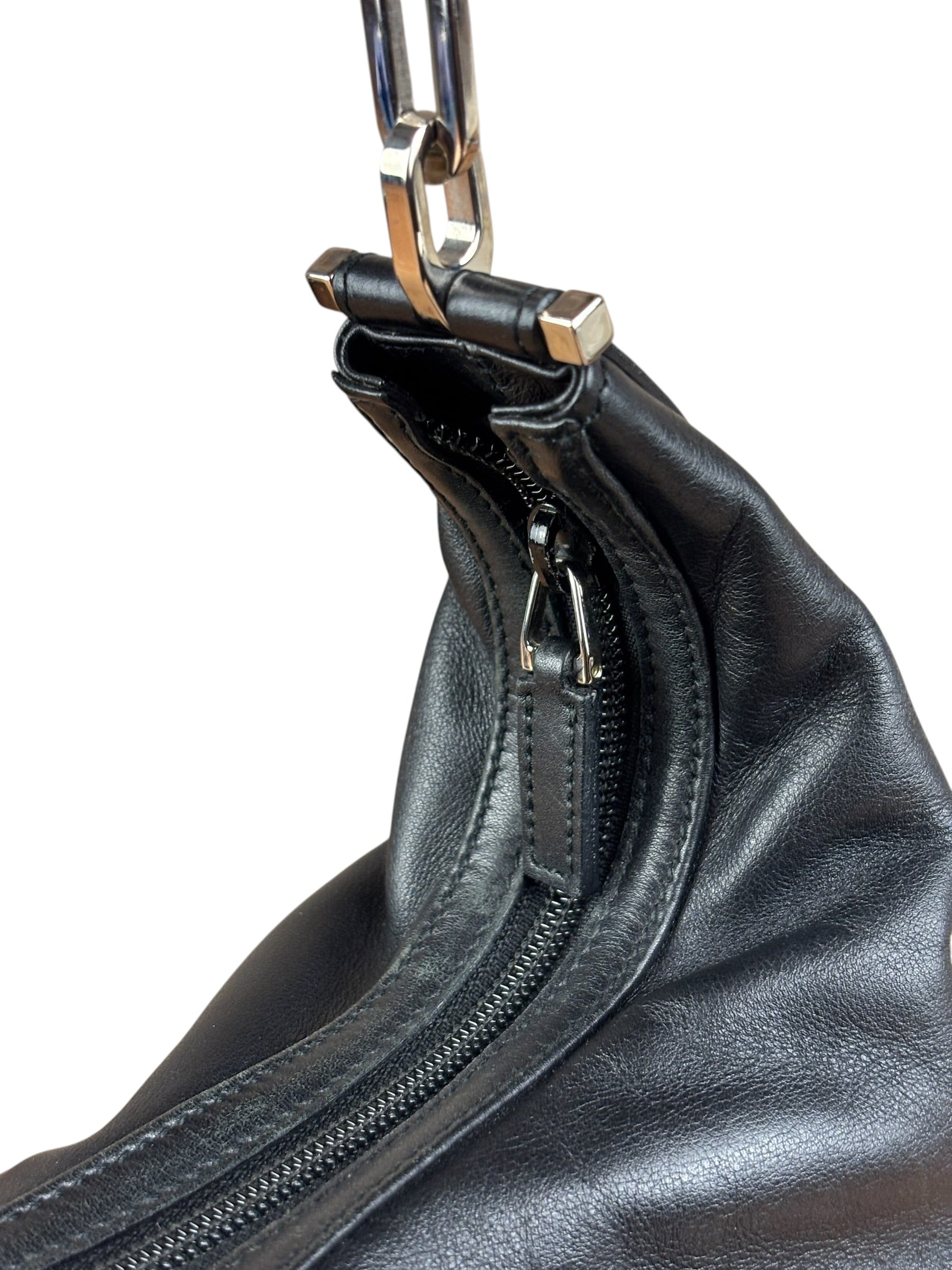 Gucci Black Leather Chain Hobo Bag