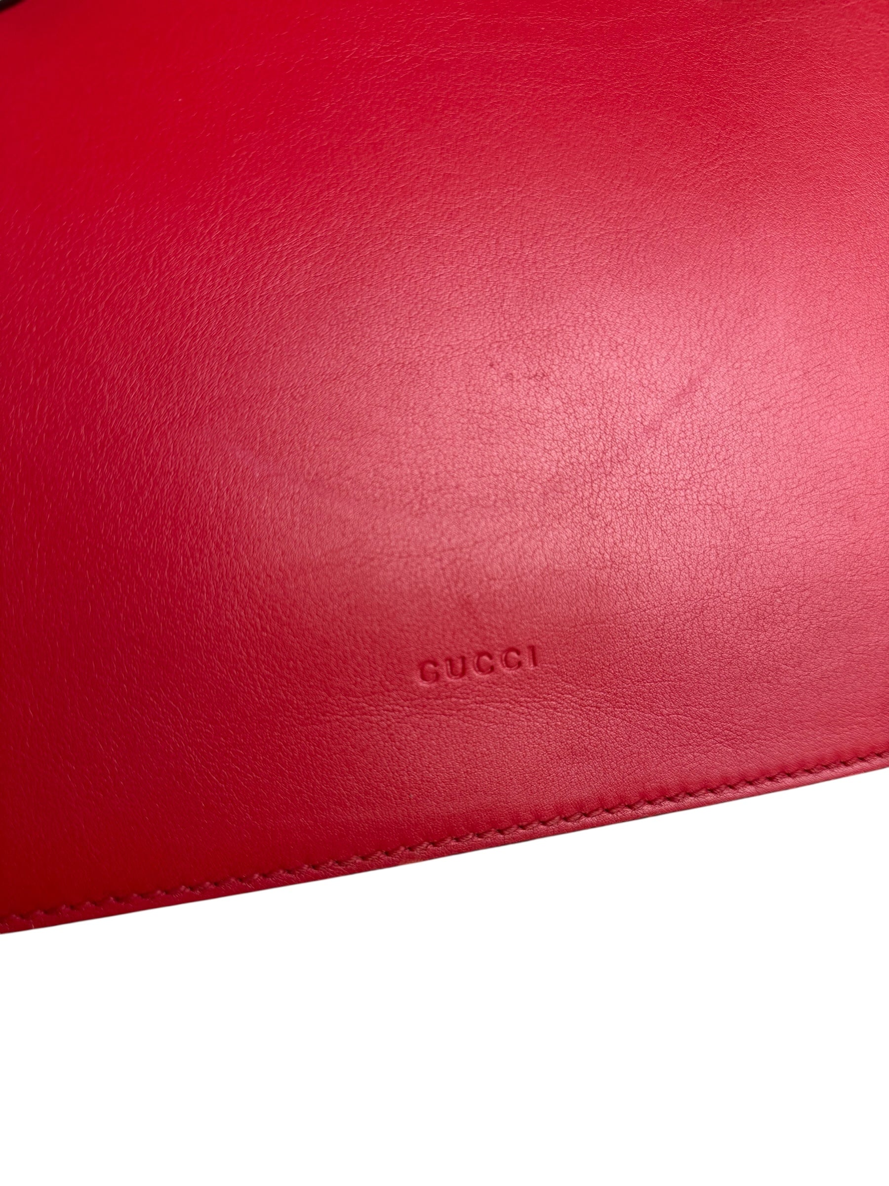 Gucci Pink/Red Leather Open Top Handbag