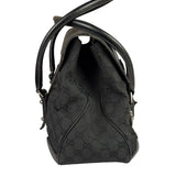 Gucci Black Leather Trim GG Horsebit Shoulder Bag