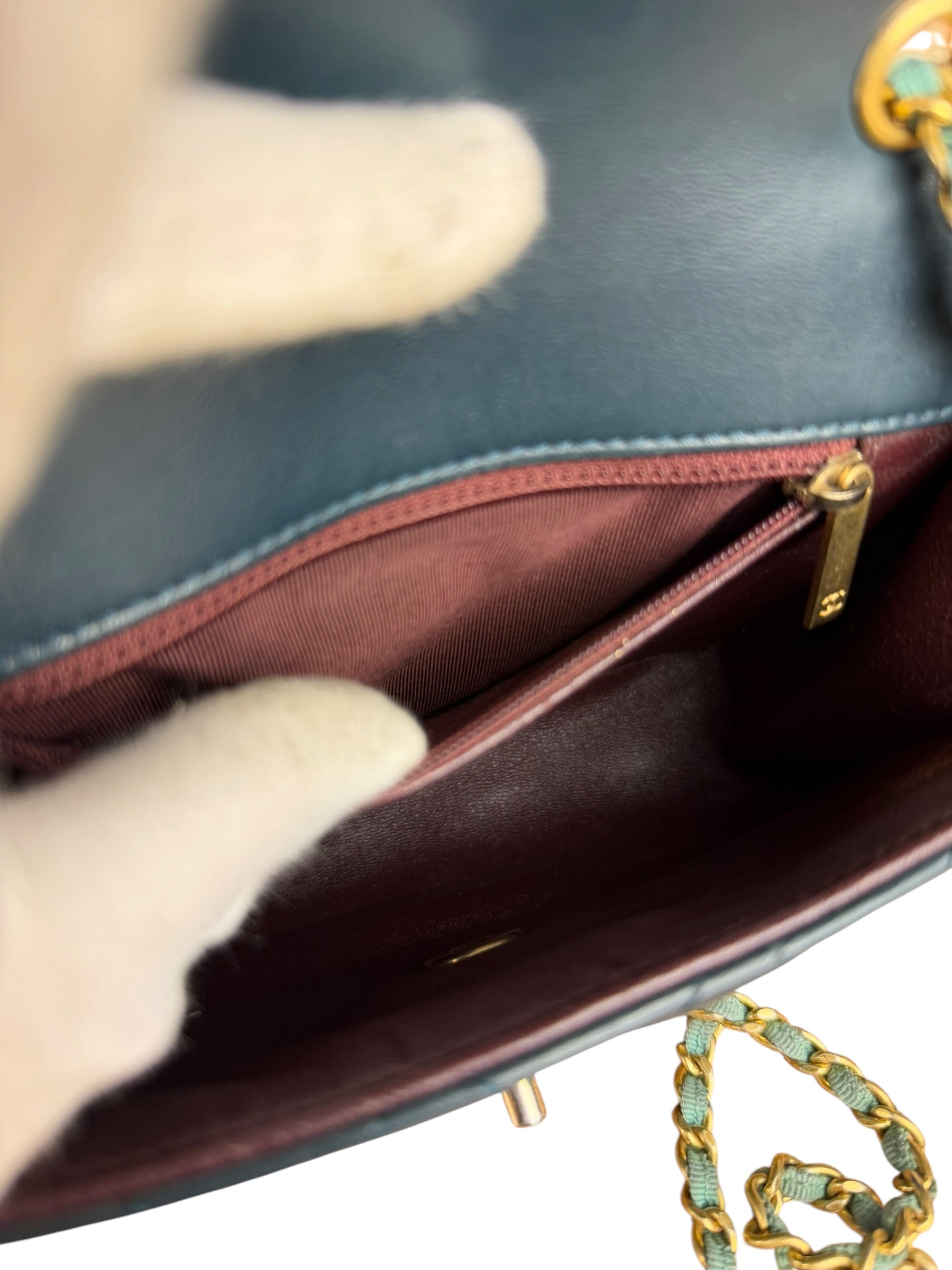 Chanel Quilted Mini Two-Tone Blue Day Flap Bag 2017