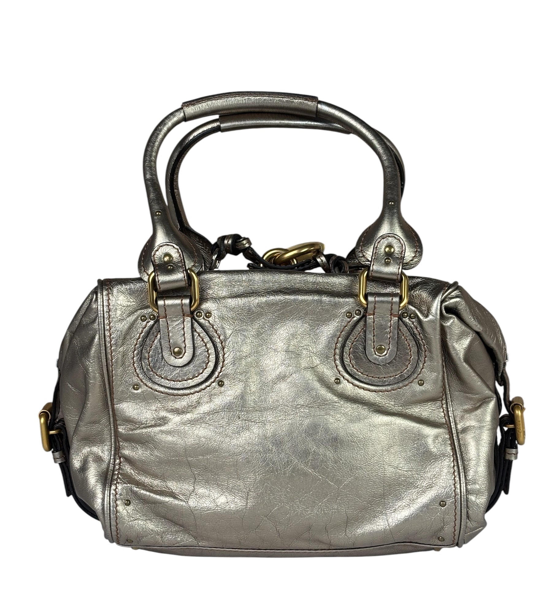 Chloe Metallic Gold Leather Paddington Handbag