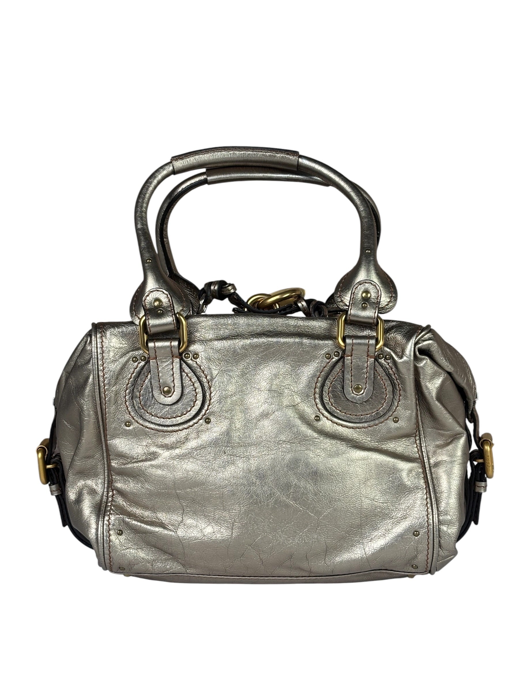 Chloe Metallic Gold Leather Paddington Handbag