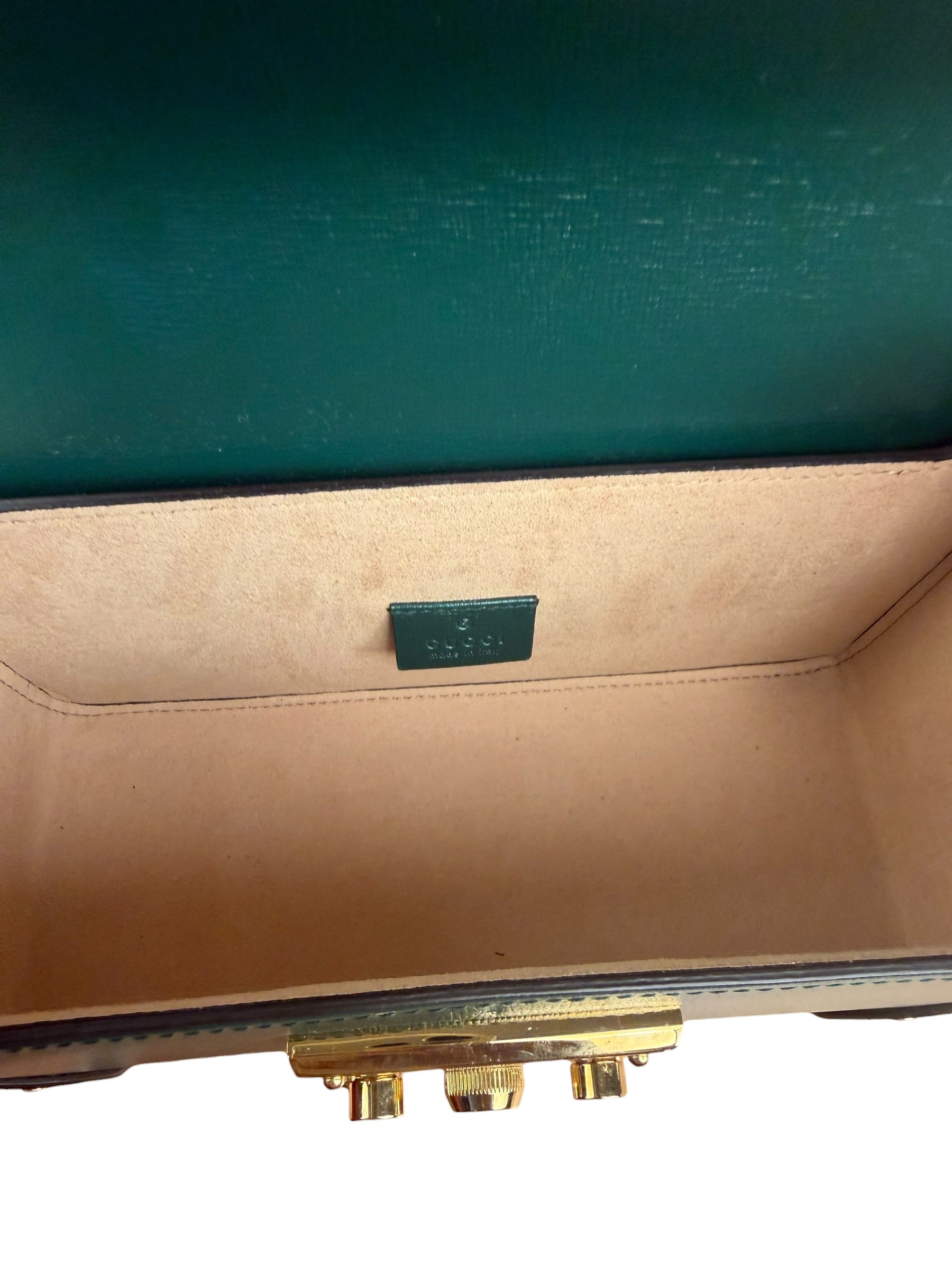 Gucci Green Padlock Bamboo Handle Handbag