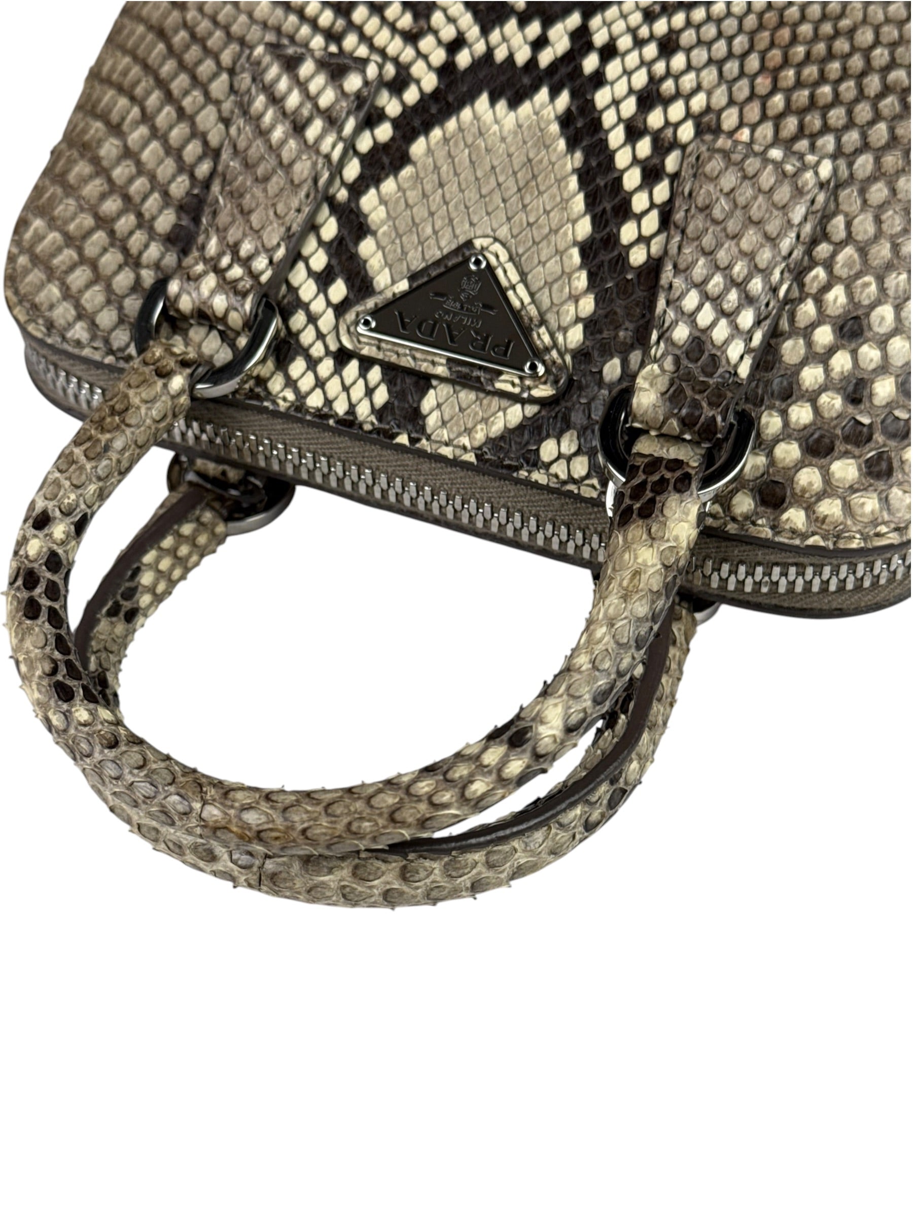 Prada Beige Python Mini Dome Two-Way Bag