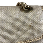 Gucci GG Beige Raffia Marmont Snakeskin Trim Flap Bag