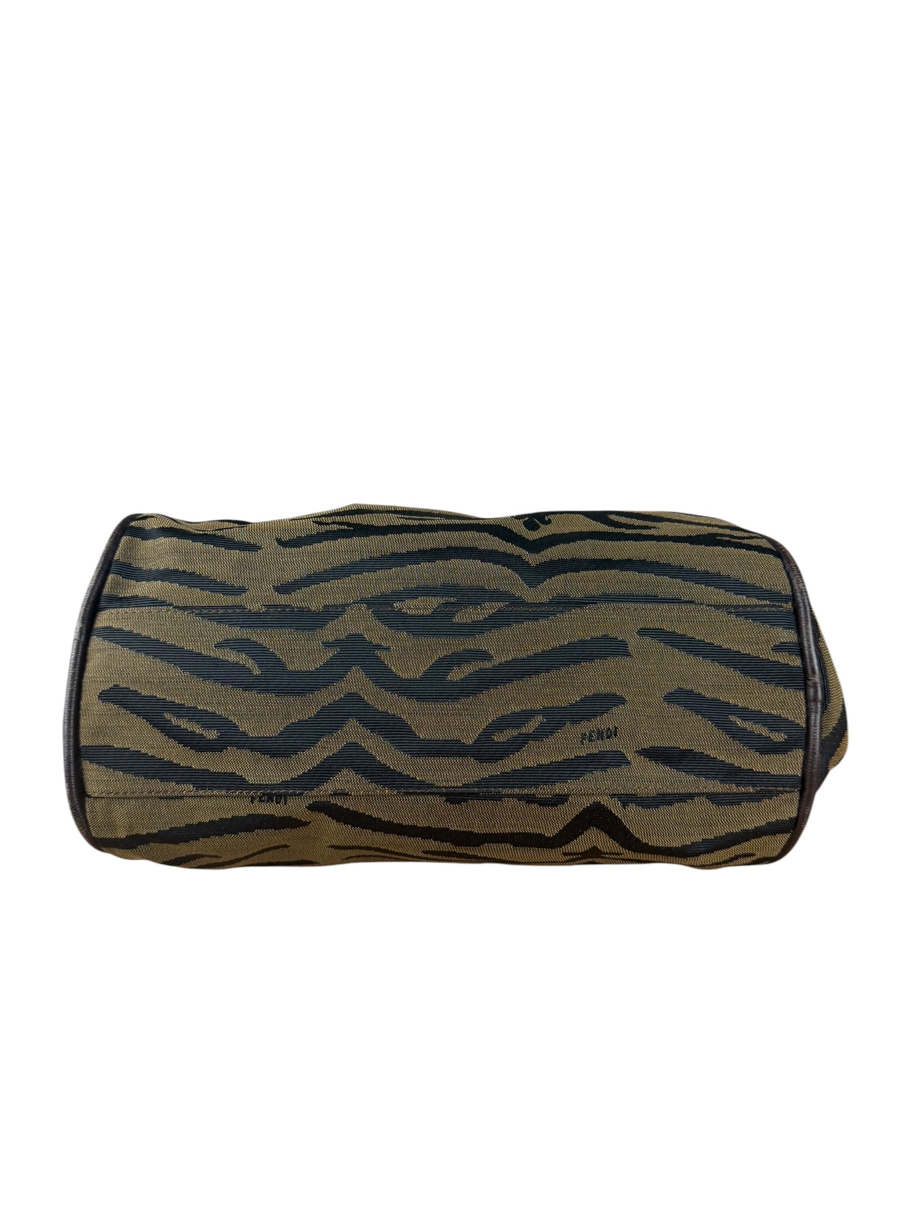 Fendi Vintage Tiger Print Canvas Bowler Bag