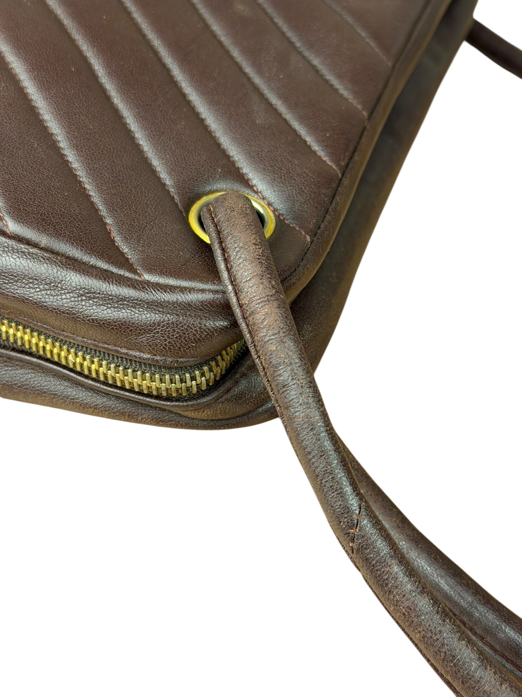 Chanel Burgundy Leather V Stitch Shoulder Bag 1990's