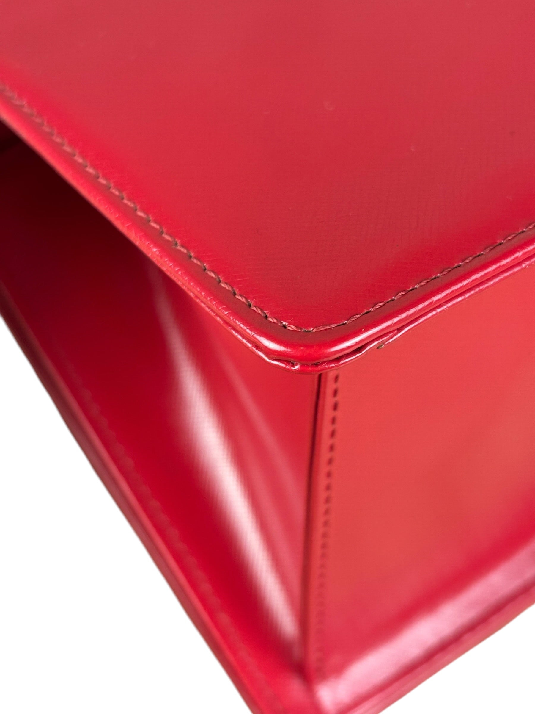 Versace Vintage Red Leather Top Handle Bag