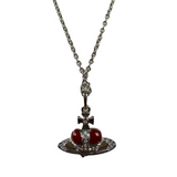 Vivienne Westwood Orb Red Diamante Heart Pendant Necklace