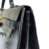 Hermes 1985 Black Crocodile Kelly 35