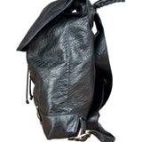 Balenciga Black Leather Classic Traveler Backpack