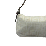 Fendi Cream/Brown Leather Trim Zucca Baguette