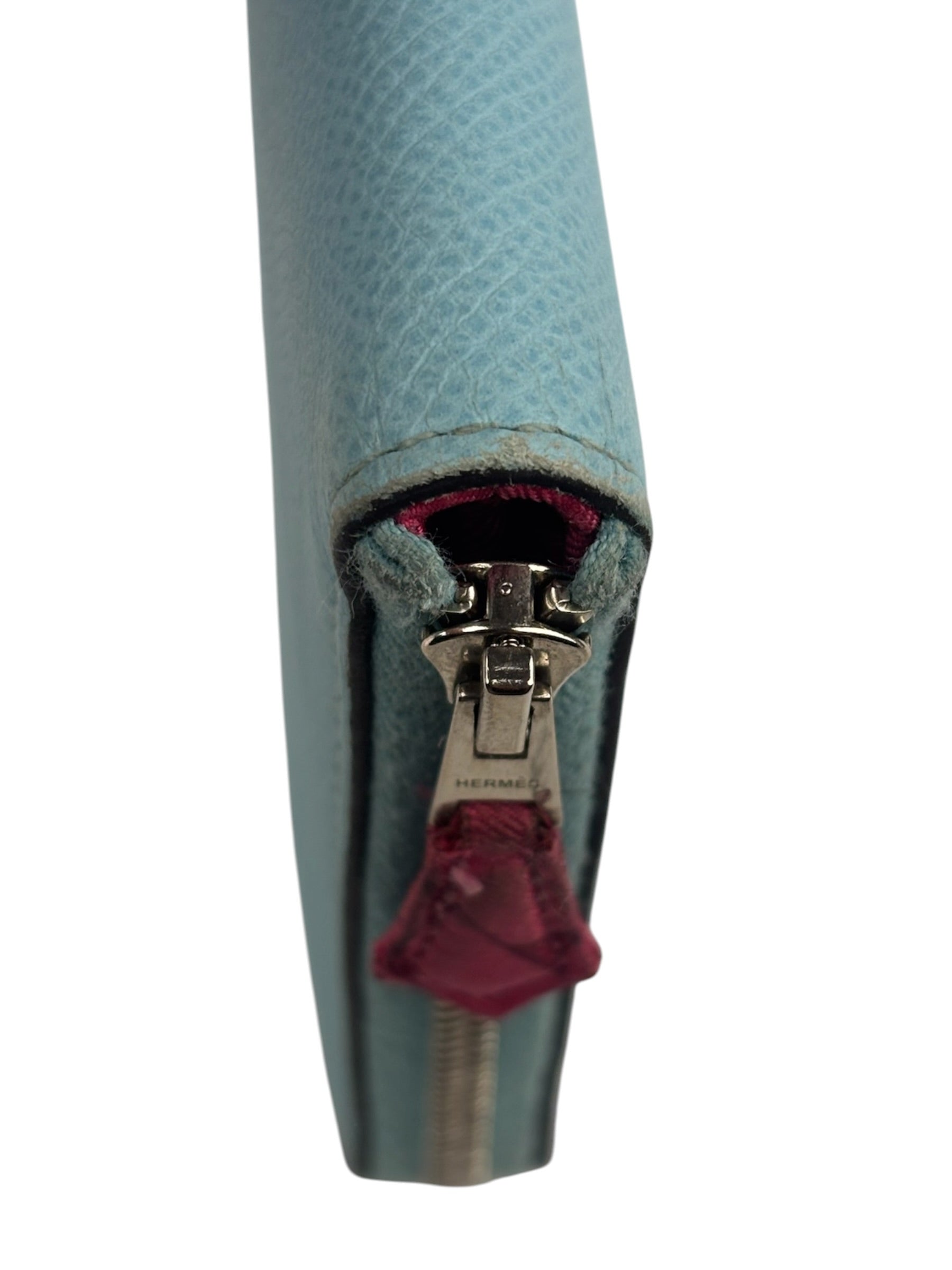 Hermes Blue Leather Silk'In Azap Long Wallet
